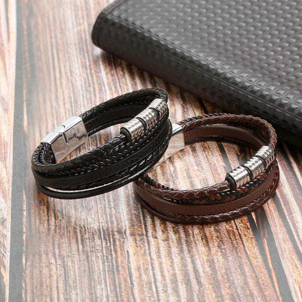 Herren Leder Armband mit Magnetschnalle