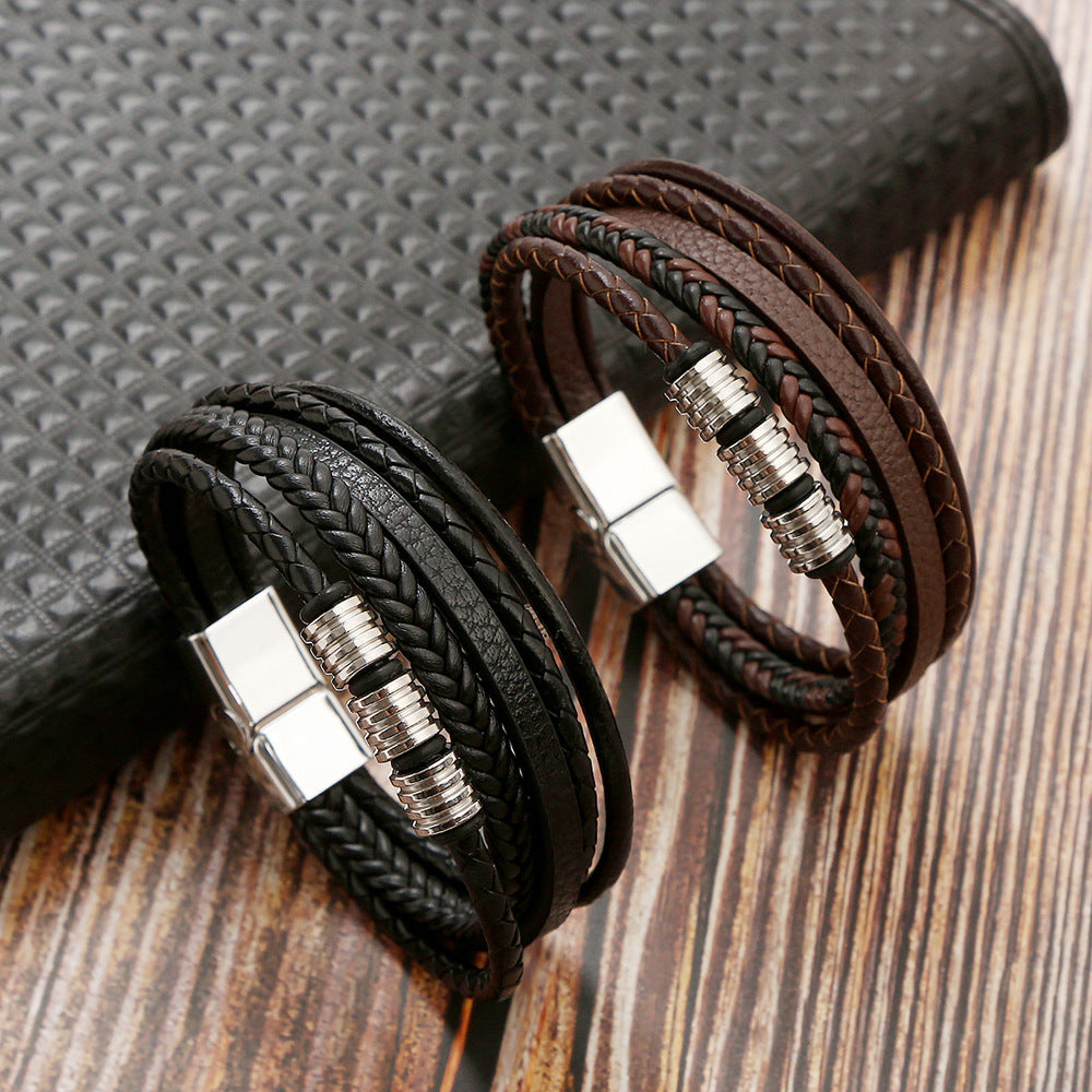 Herren Leder Armband mit Magnetschnalle
