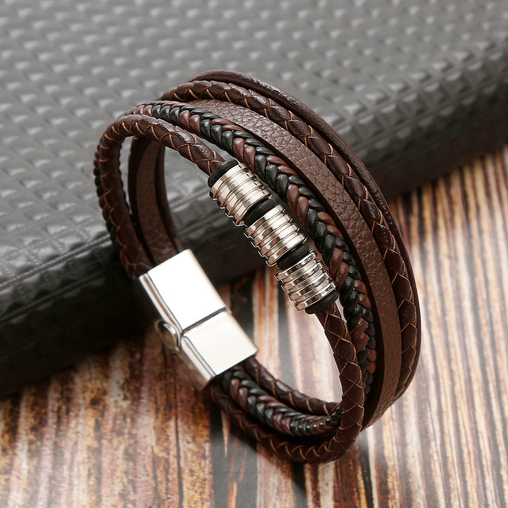 Herren Leder Armband mit Magnetschnalle