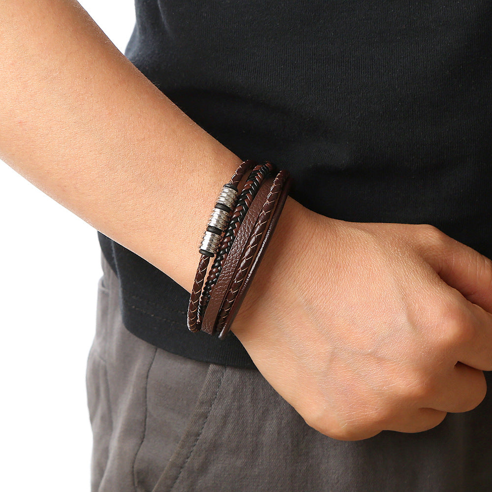 Herren Leder Armband mit Magnetschnalle