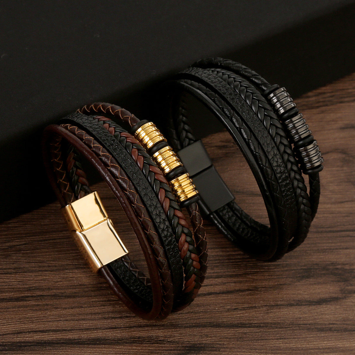 Herren Leder Armband mit Magnetschnalle