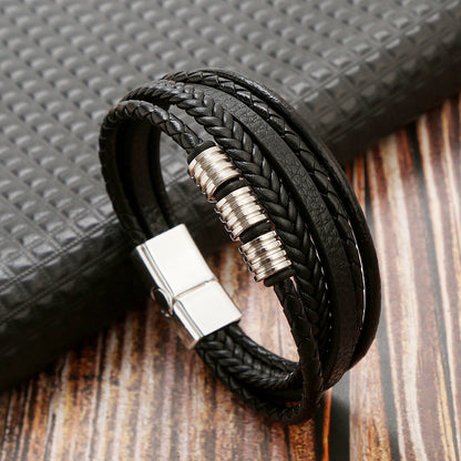 Herren Leder Armband mit Magnetschnalle