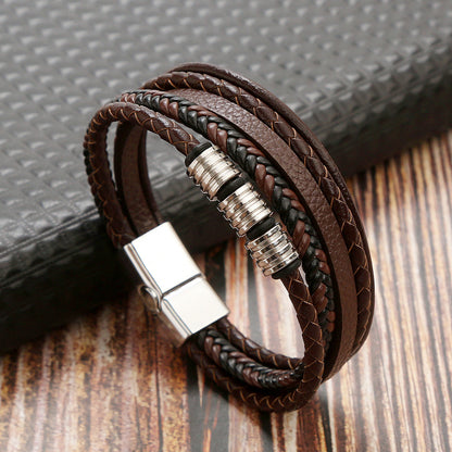 Herren Leder Armband mit Magnetschnalle