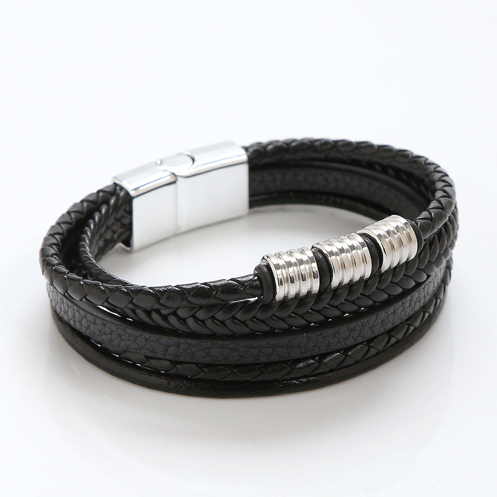 Herren Leder Armband mit Magnetschnalle