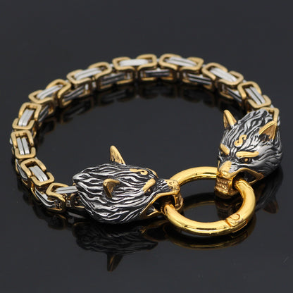 Nordisches Wikinger Wolfs Kopf Armband