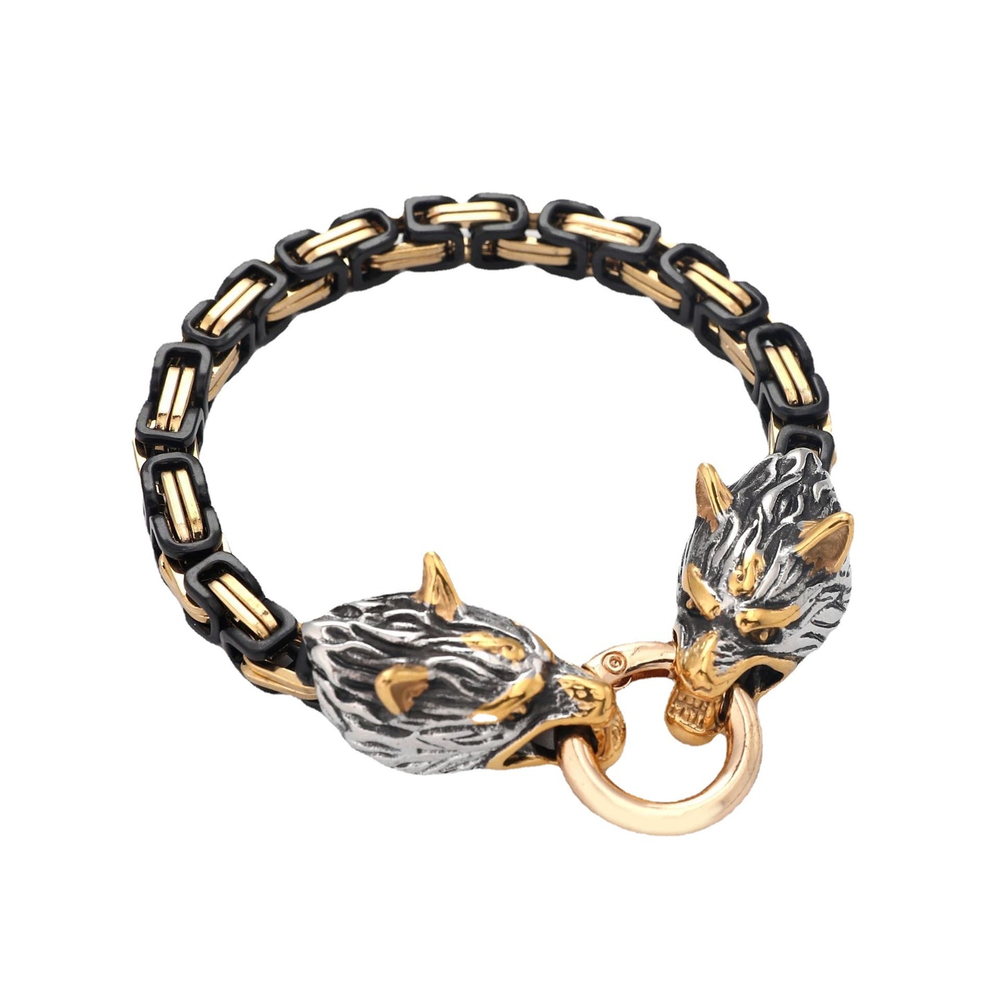 Nordisches Wikinger Wolfs Kopf Armband