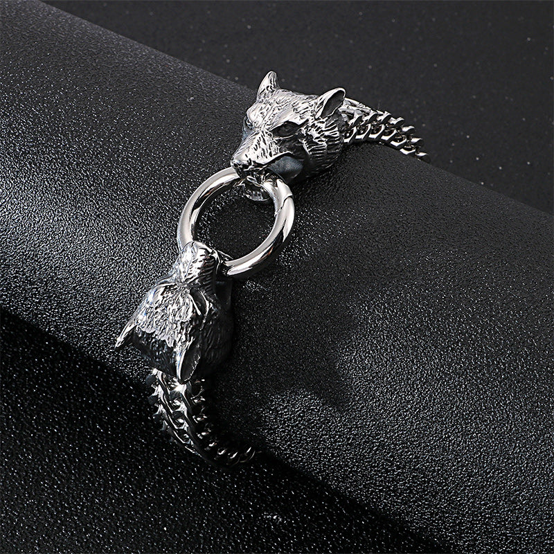 Rock Viking Wolf Charm Armband