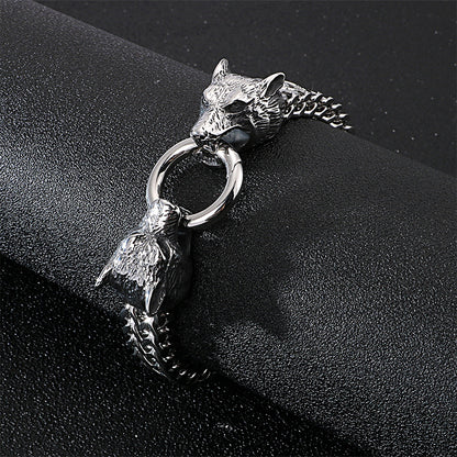 Rock Viking Wolf Charm Armband