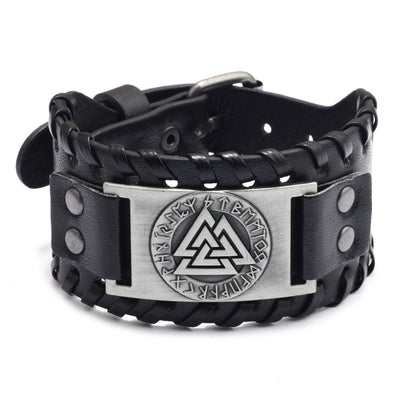 Vintage Nordic Wikinger Totem Lederarmband