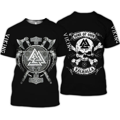 Viking Symbol Bedrucktes T-Shirt Kurzarm-T-Shirt