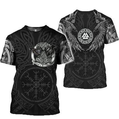 Viking Symbol Bedrucktes T-Shirt Kurzarm-T-Shirt