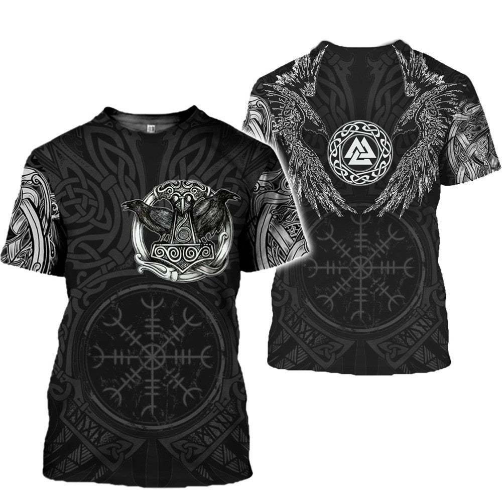 Viking Symbol Bedrucktes T-Shirt Kurzarm-T-Shirt