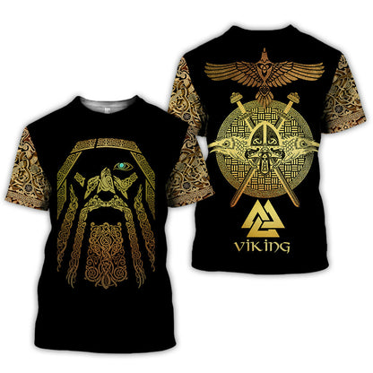 Viking Symbol Bedrucktes T-Shirt Kurzarm-T-Shirt