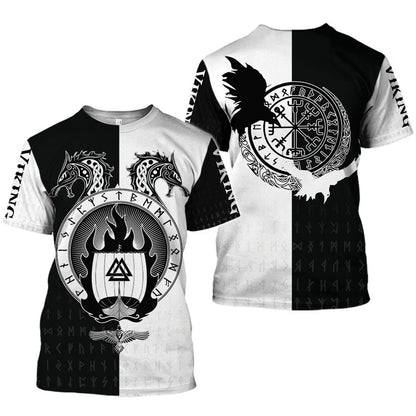 Viking Symbol Bedrucktes T-Shirt Kurzarm-T-Shirt