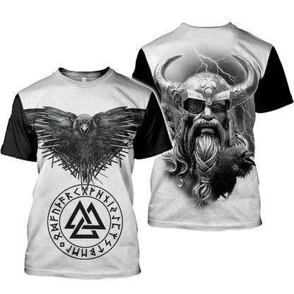 Viking Symbol Bedrucktes T-Shirt Kurzarm-T-Shirt