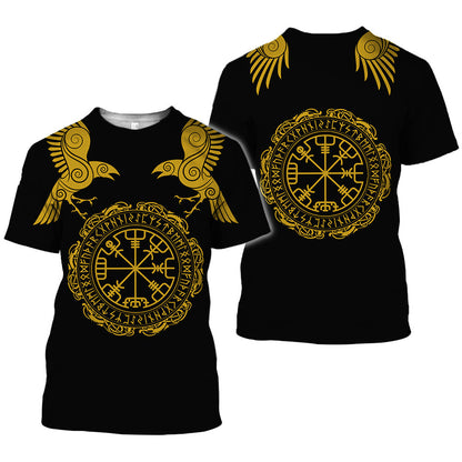 Viking Symbol Bedrucktes T-Shirt Kurzarm-T-Shirt