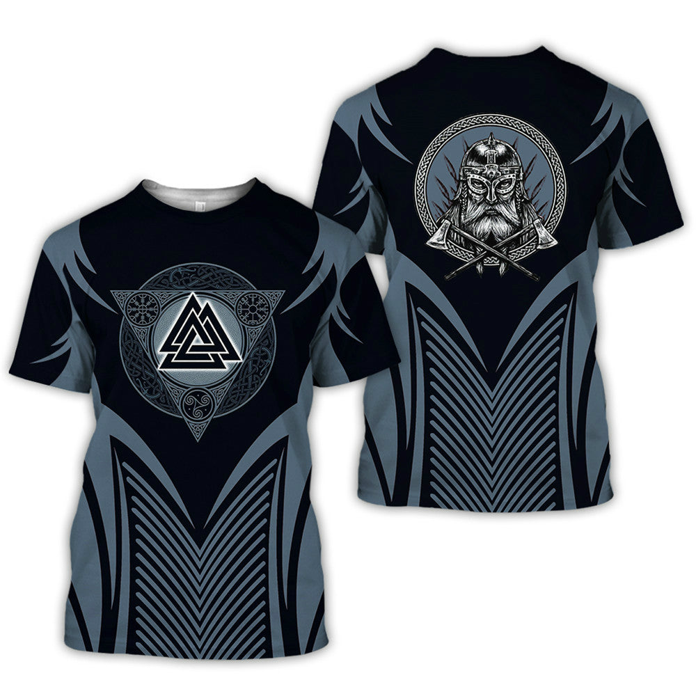 Viking Symbol Bedrucktes T-Shirt Kurzarm-T-Shirt