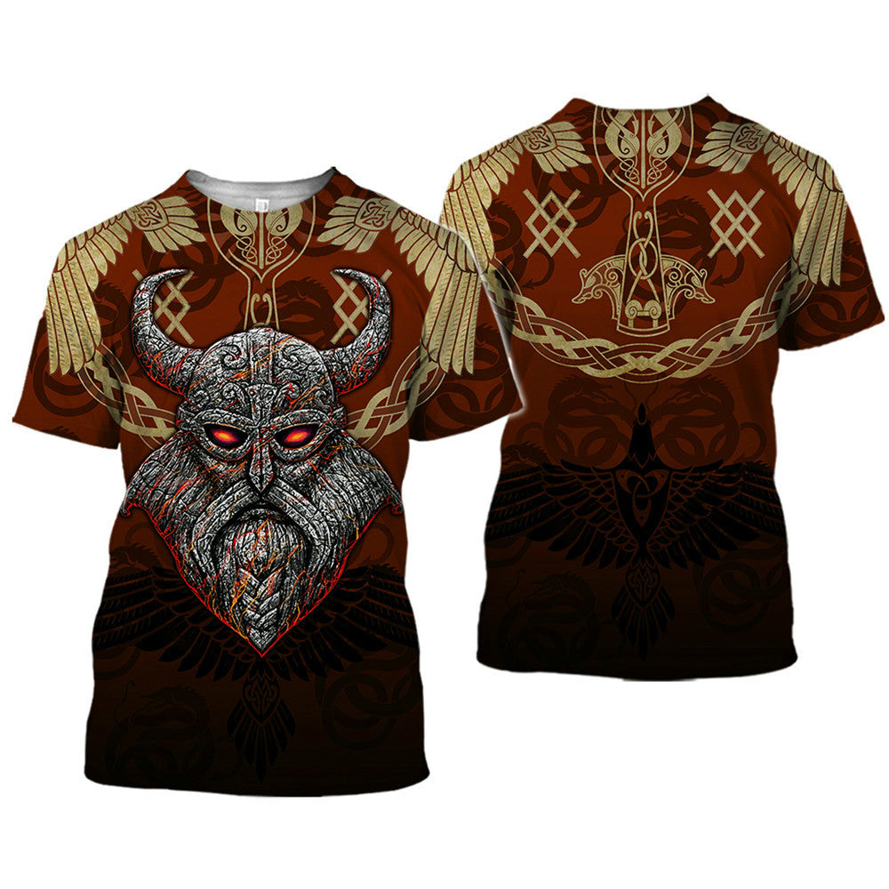 Viking Symbol Bedrucktes T-Shirt Kurzarm-T-Shirt