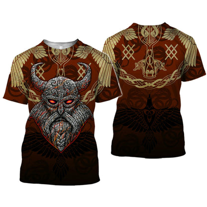 Viking Symbol Bedrucktes T-Shirt Kurzarm-T-Shirt