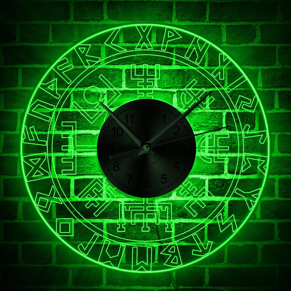 Viking Rune Transparente Acryl-Wanduhr
