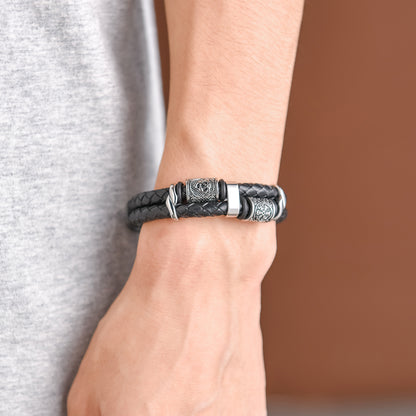 Nordisches geflochtenes Lederseil Herrenarmband