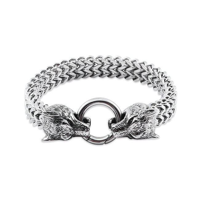 Rock Viking Wolf Charm Armband