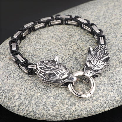 Nordisches Wikinger Wolfs Kopf Armband