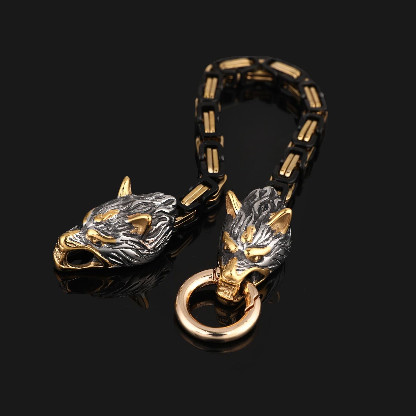 Nordisches Wikinger Wolfs Kopf Armband