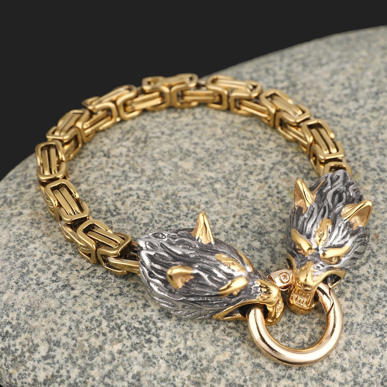 Nordisches Wikinger Wolfs Kopf Armband