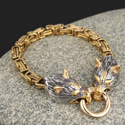 Nordisches Wikinger Wolfs Kopf Armband