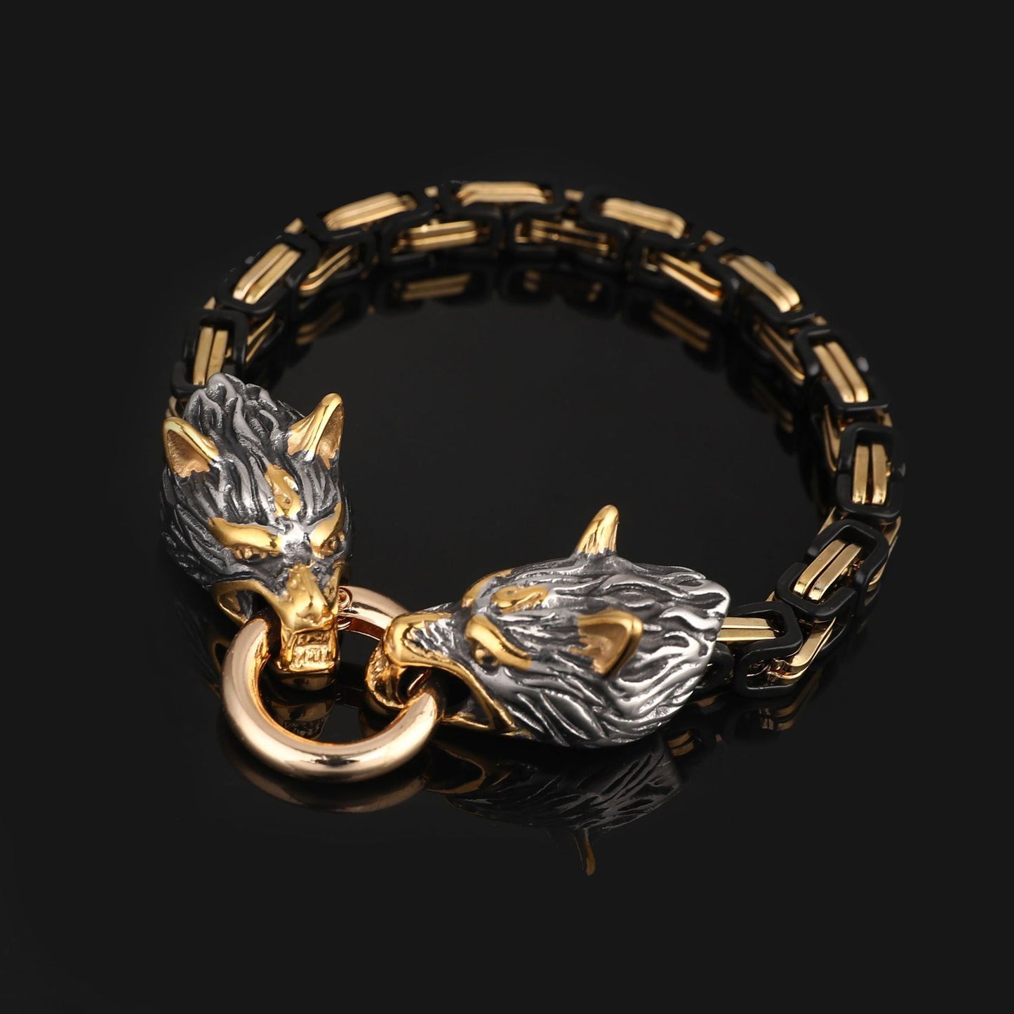 Nordisches Wikinger Wolfs Kopf Armband
