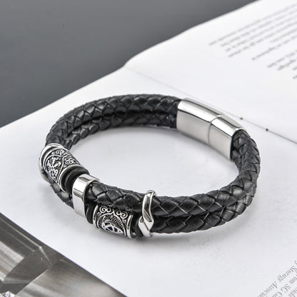 Nordisches geflochtenes Lederseil Herrenarmband