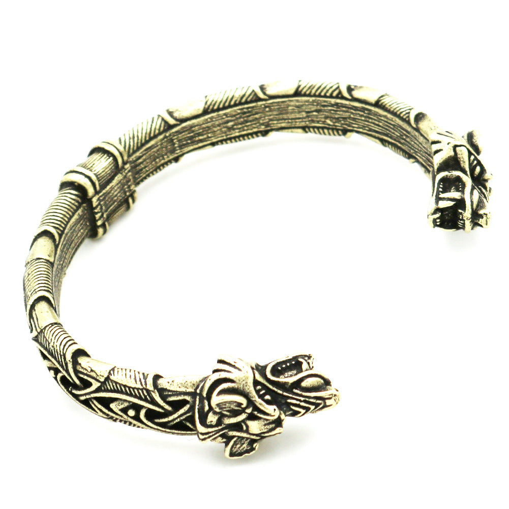 Wikinger Armband Wolfskopf