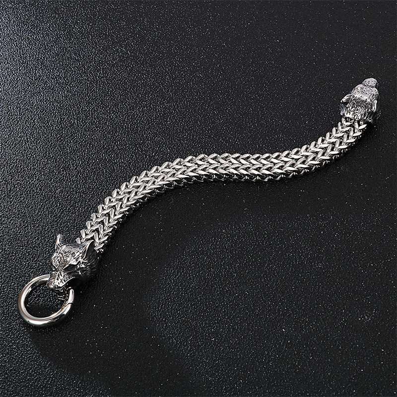 Rock Viking Wolf Charm Armband