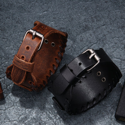 Vintage Nordic Wikinger Totem Lederarmband