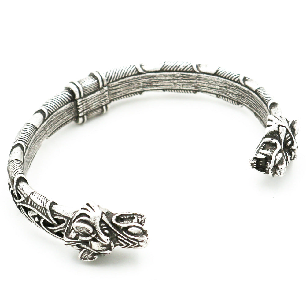 Wikinger Armband Wolfskopf
