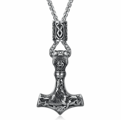 Nordische Wikinger Hammer Rune Anhänger Halskette