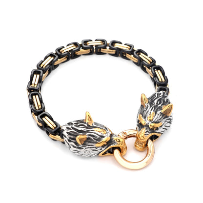 Nordisches Wikinger Wolfs Kopf Armband