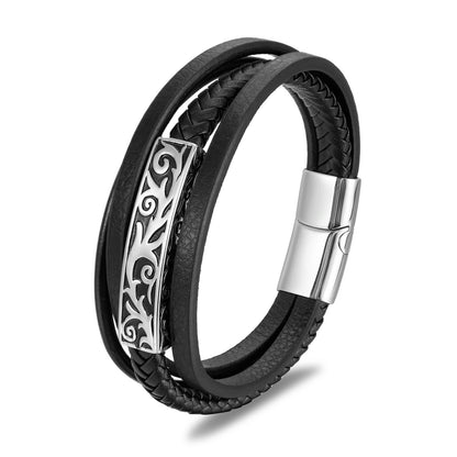 Nordisches geflochtenes Lederseil Herrenarmband