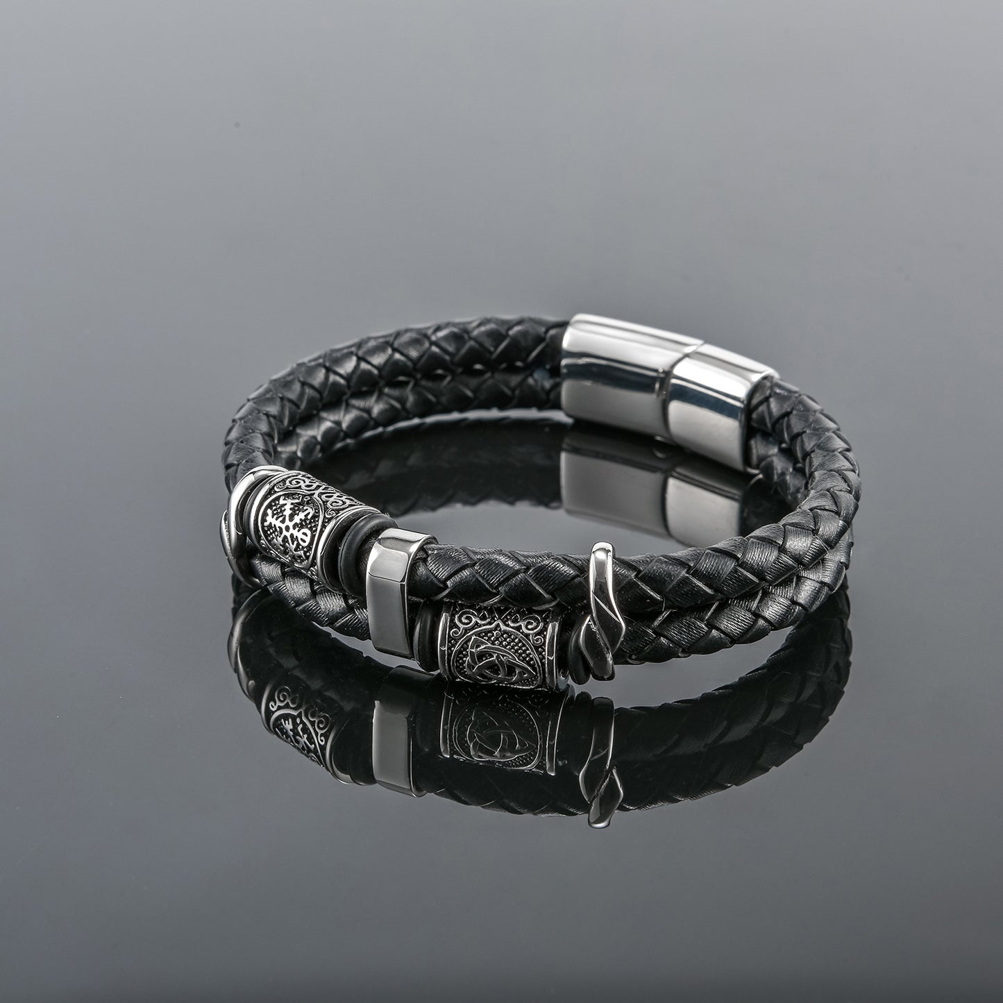 Nordisches geflochtenes Lederseil Herrenarmband