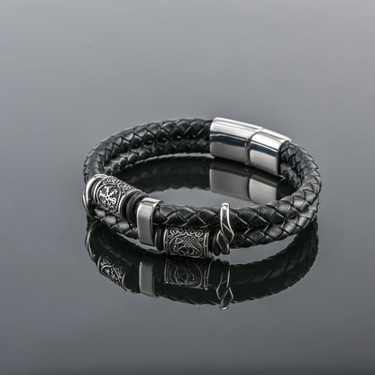 Nordisches geflochtenes Lederseil Herrenarmband