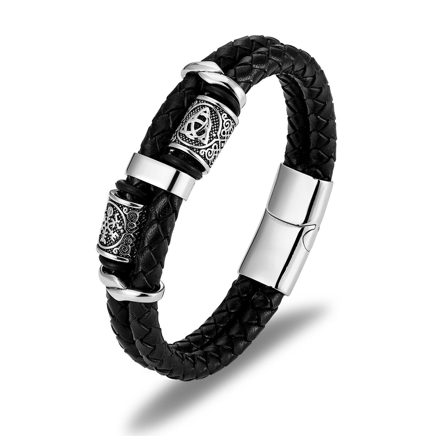 Nordisches geflochtenes Lederseil Herrenarmband