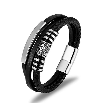 Nordisches geflochtenes Lederseil Herrenarmband