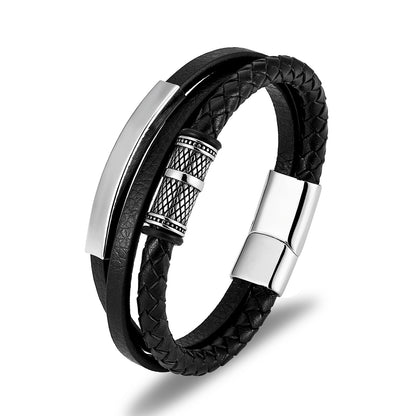 Nordisches geflochtenes Lederseil Herrenarmband