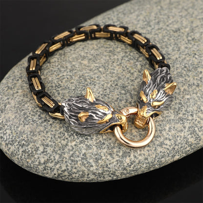 Nordisches Wikinger Wolfs Kopf Armband